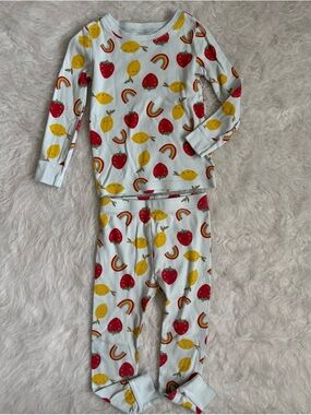 Old Navy Toddler Girl Pajama Set with Colorful Fruit & Rainbow AOP